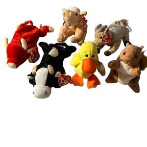 TY Beanie Babies Lot Of 6 Farm Animals Daisy The Cow and Snort the Bull w/tags